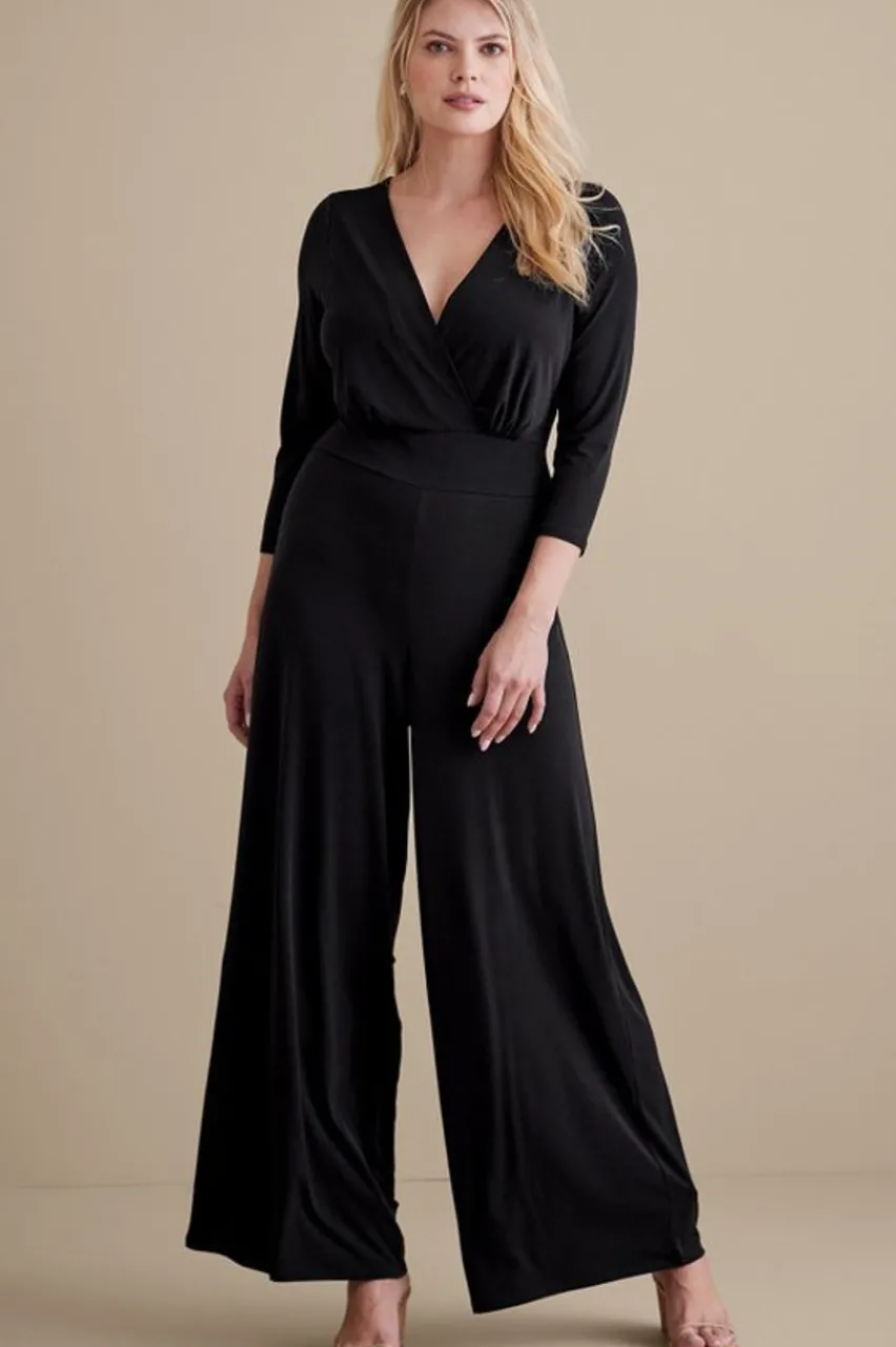 Soft Surroundings 3/4 Sleeve Penelope Jumpsuit- Dresses|Jumpsuits