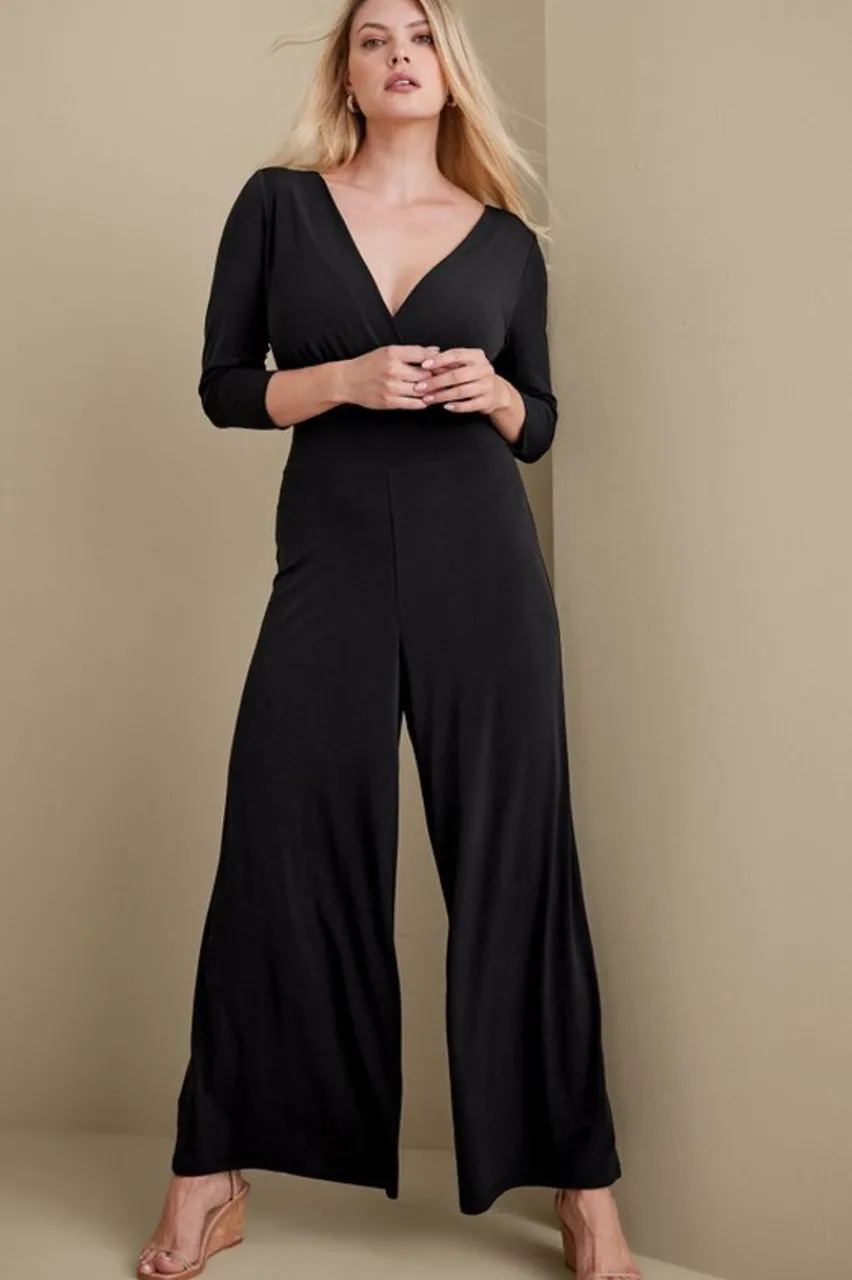Soft Surroundings 3/4 Sleeve Penelope Jumpsuit- Dresses|Jumpsuits