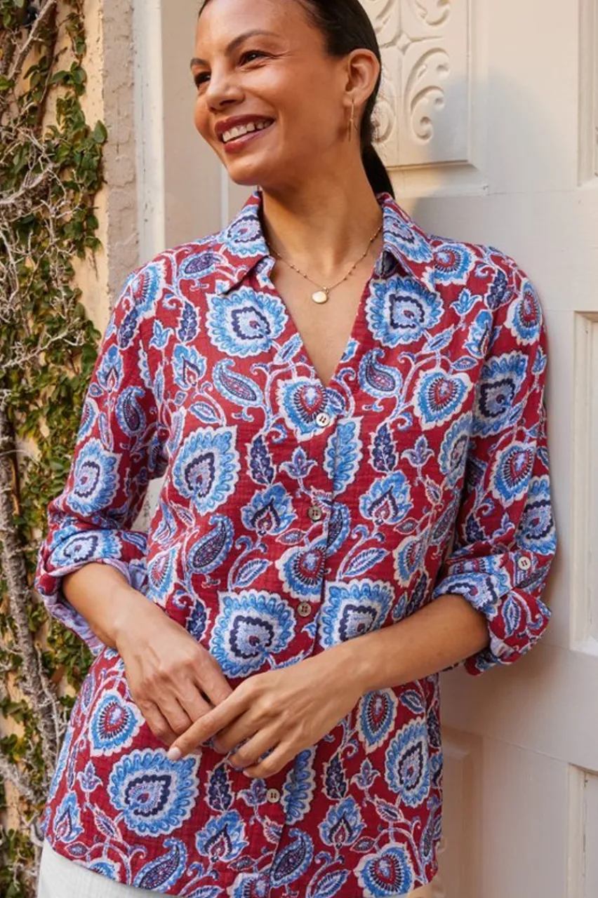 Soft Surroundings Addison Gauze Big Shirt- Tops