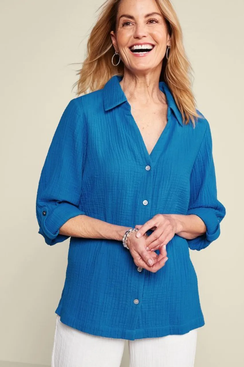 Soft Surroundings Addison Gauze Big Shirt- Tops