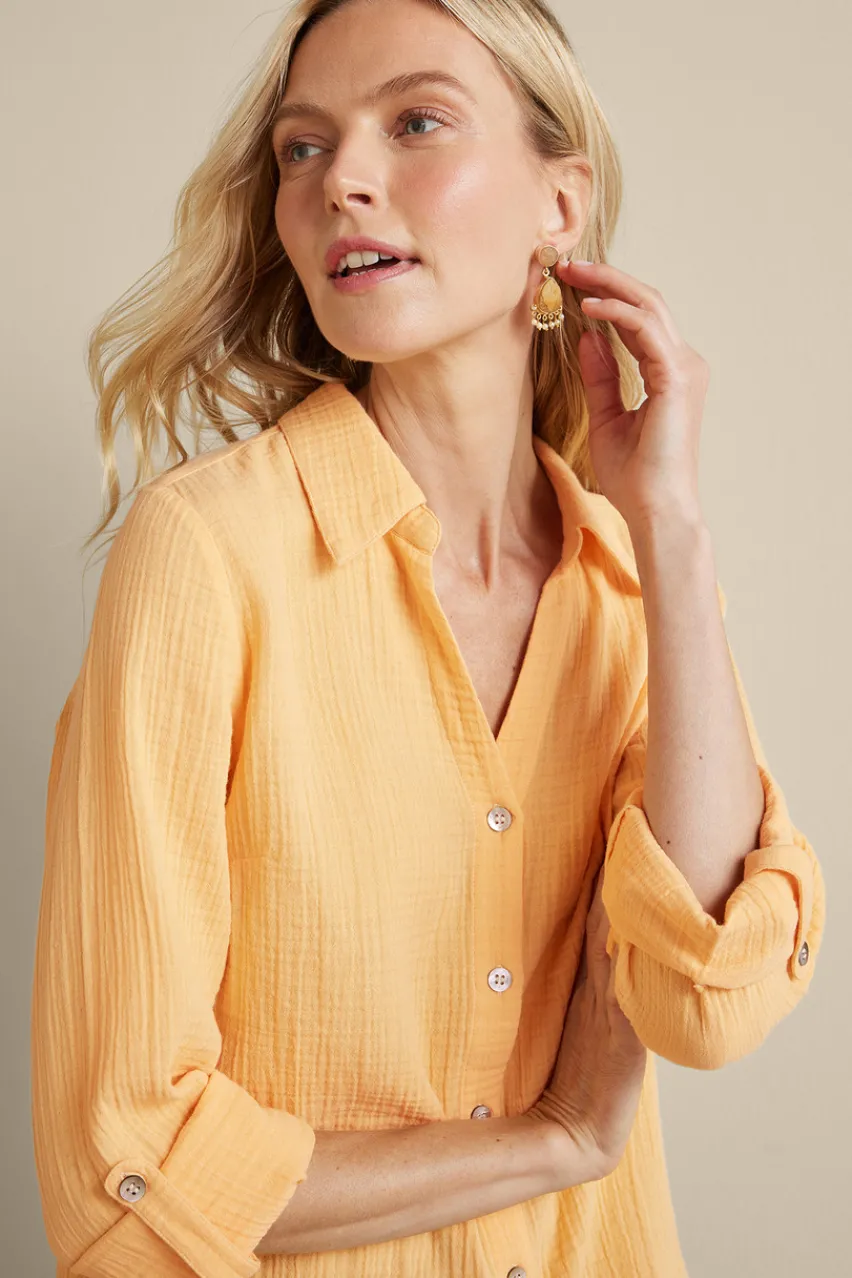 Soft Surroundings Addison Gauze Big Shirt- Tops