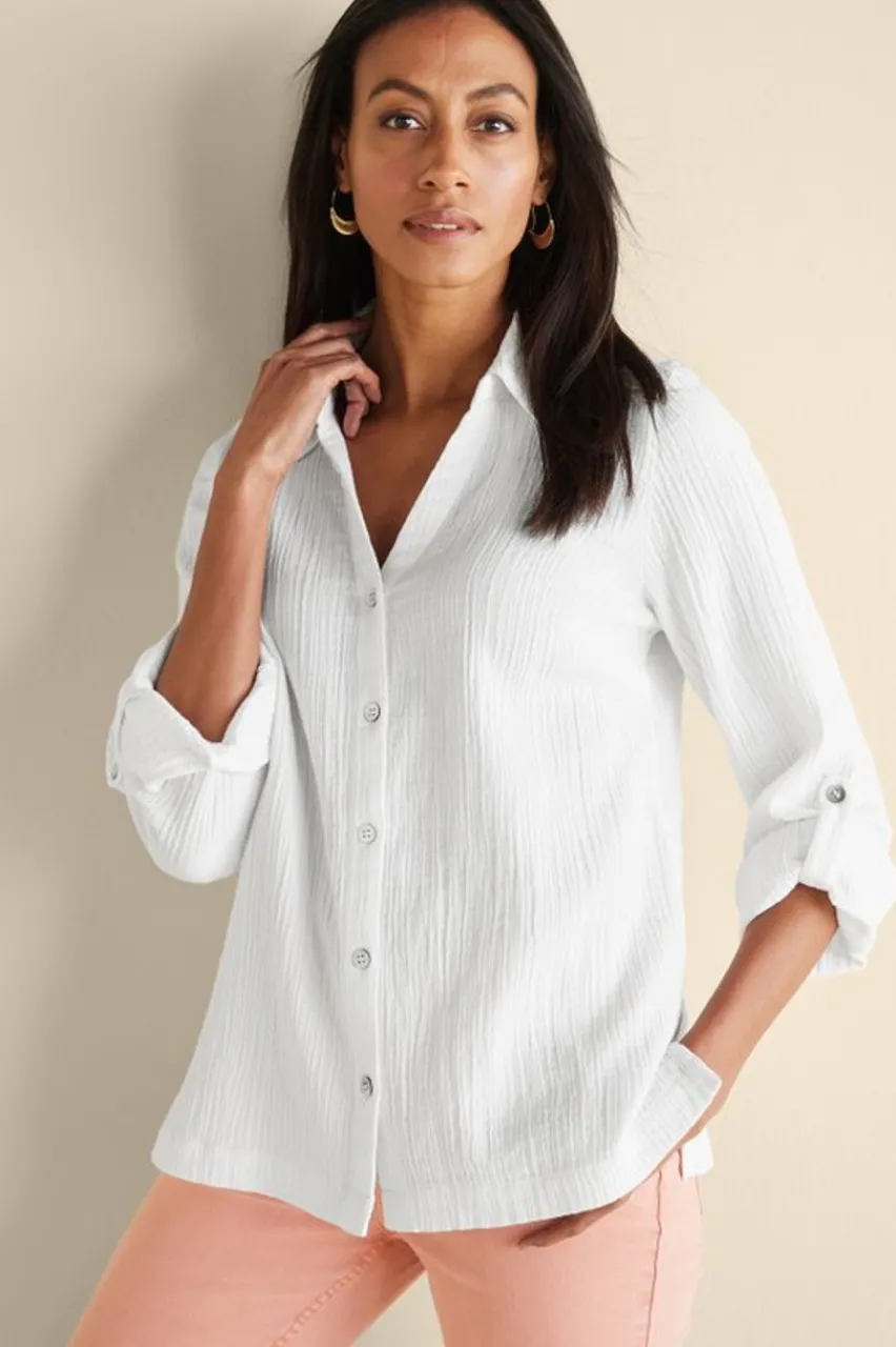 Soft Surroundings Addison Gauze Big Shirt- Tops