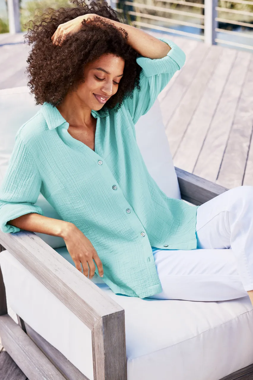 Soft Surroundings Addison Gauze Big Shirt- Tops
