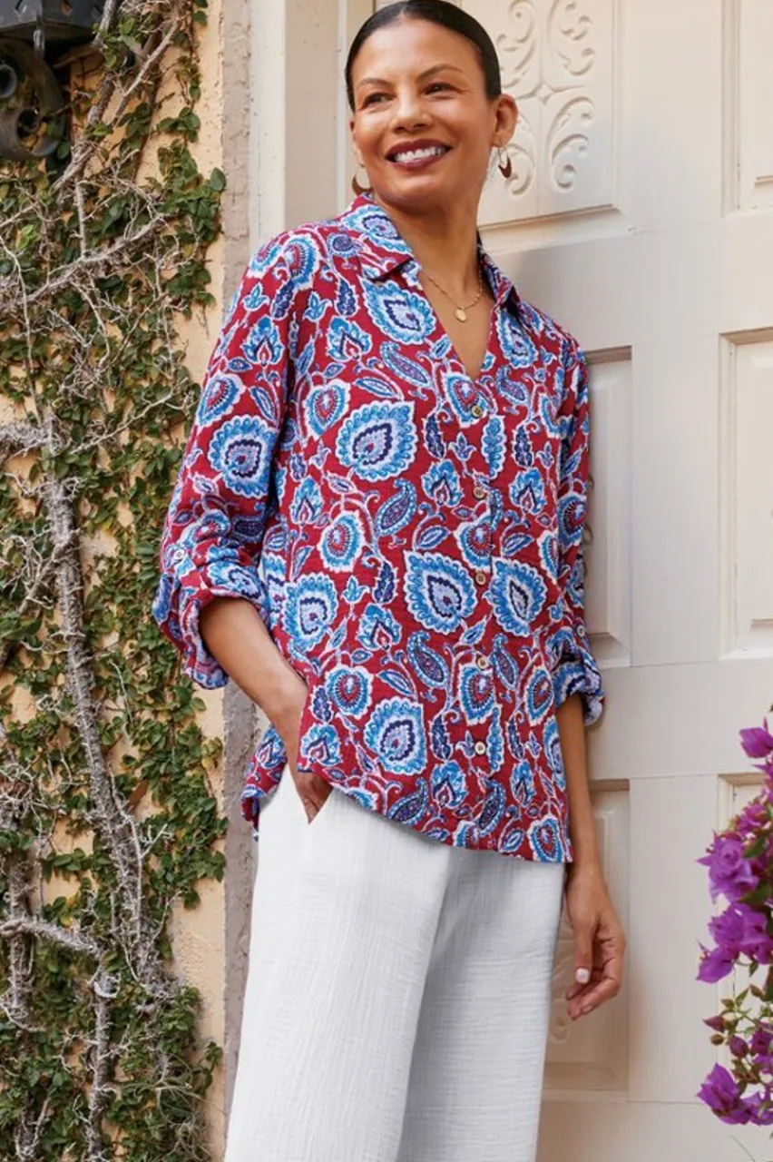 Soft Surroundings Addison Gauze Big Shirt- Tops