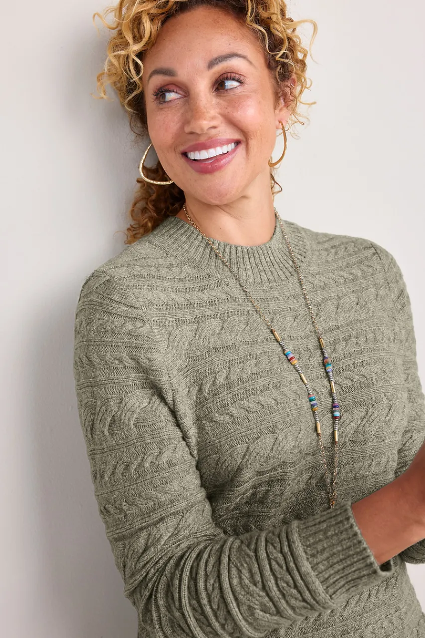 Soft Surroundings Alena Cable Sweater Tunic- Tops|Sweaters & Cardigans