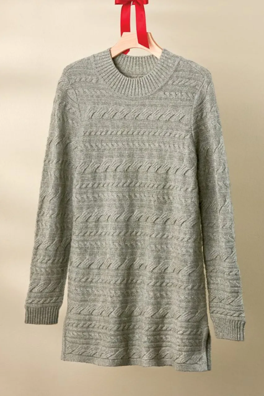 Soft Surroundings Alena Cable Sweater Tunic- Tops|Sweaters & Cardigans
