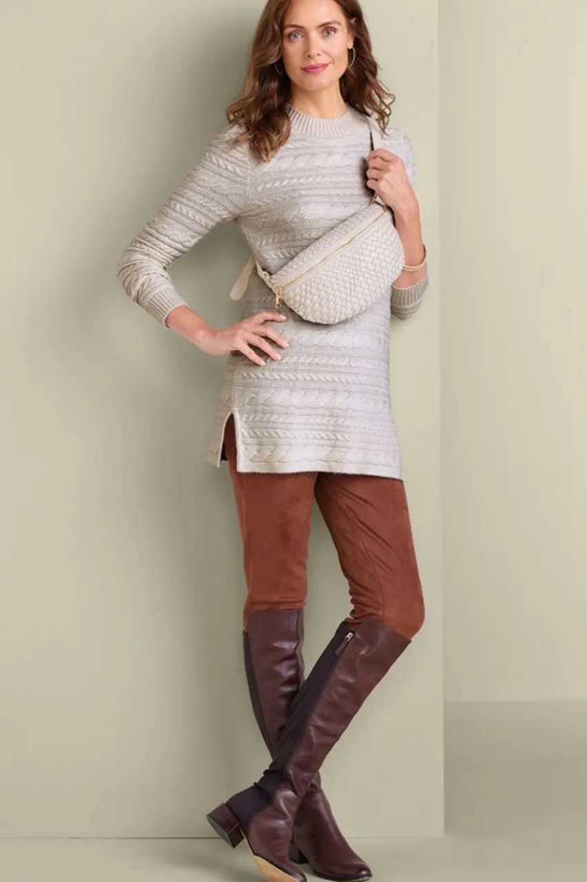 Soft Surroundings Alena Cable Sweater Tunic- Tops|Sweaters & Cardigans