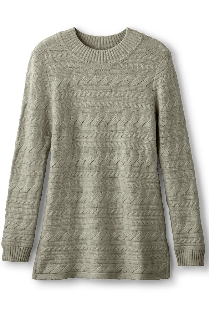 Soft Surroundings Alena Cable Sweater Tunic- Tops|Sweaters & Cardigans