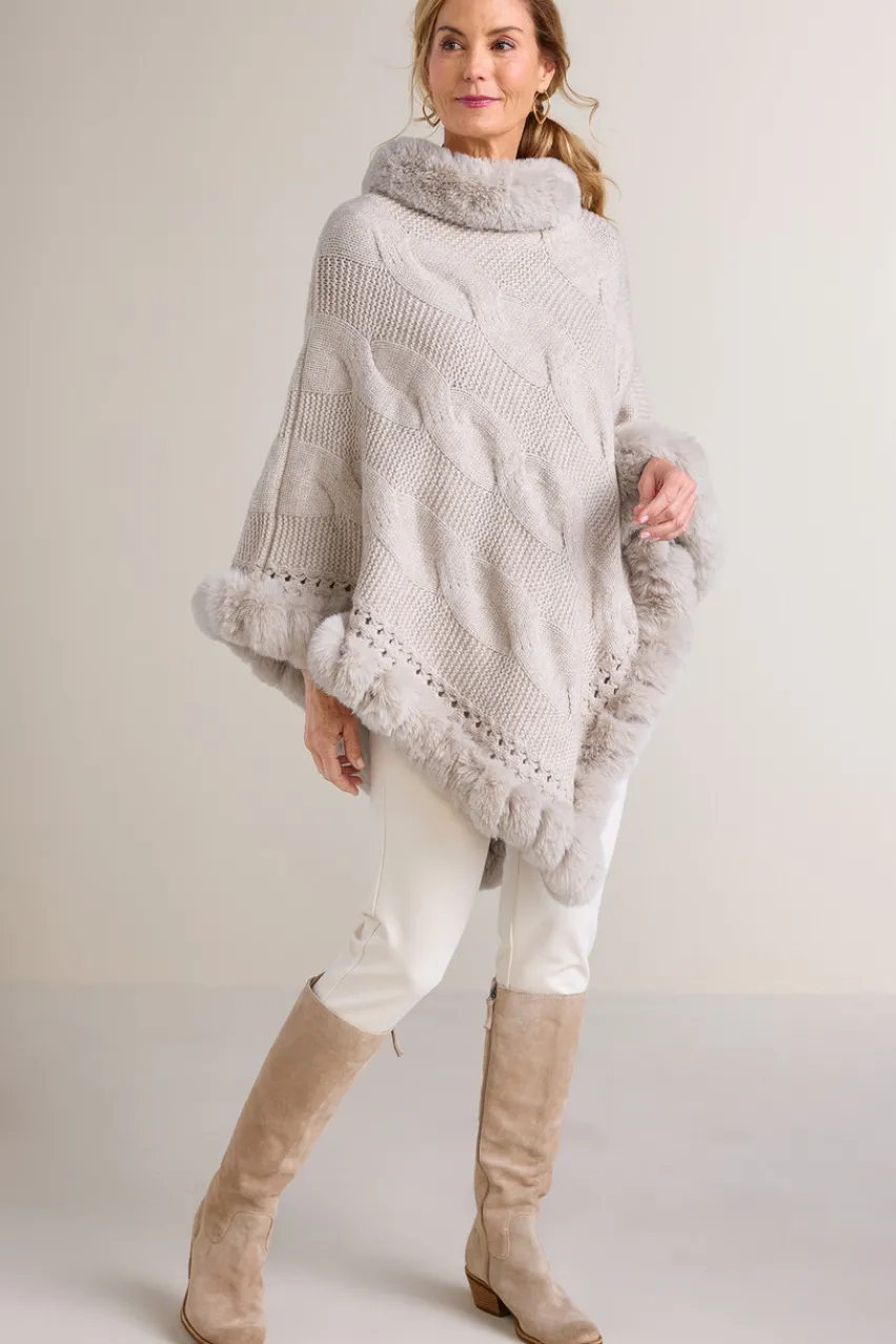 Soft Surroundings Alexi Cable Knit Poncho- Scarves & Wraps