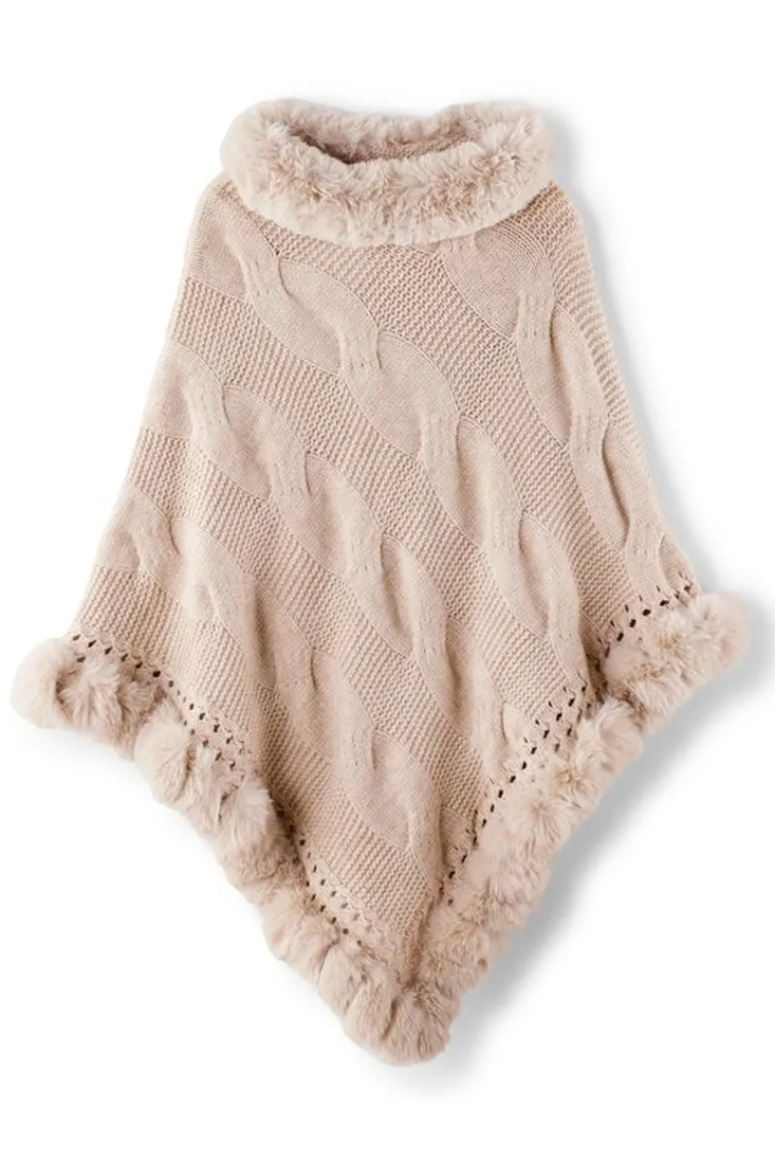Soft Surroundings Alexi Cable Knit Poncho- Scarves & Wraps