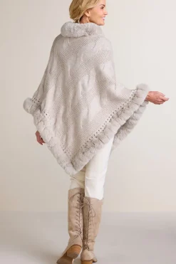 Soft Surroundings Alexi Cable Knit Poncho- Scarves & Wraps