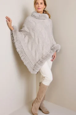 Soft Surroundings Alexi Cable Knit Poncho- Scarves & Wraps