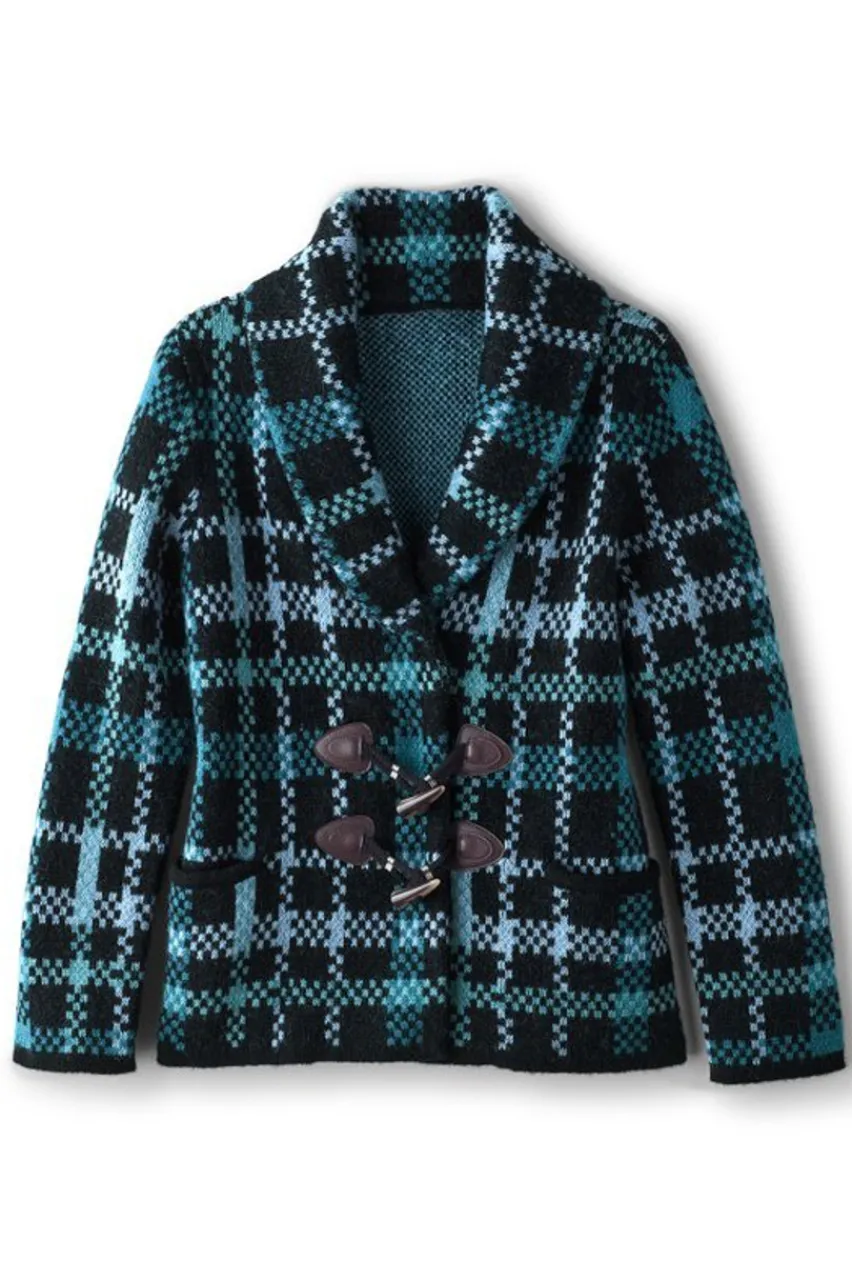 Soft Surroundings Alpine Plaid Sweater Coat- Tops|Sweaters & Cardigans