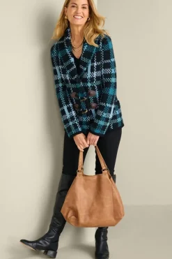 Soft Surroundings Alpine Plaid Sweater Coat- Tops|Sweaters & Cardigans