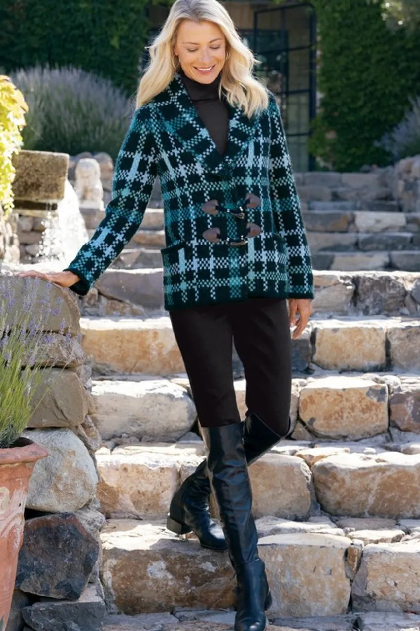 Soft Surroundings Alpine Plaid Sweater Coat- Tops|Sweaters & Cardigans