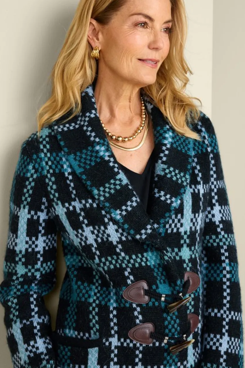 Soft Surroundings Alpine Plaid Sweater Coat- Tops|Sweaters & Cardigans