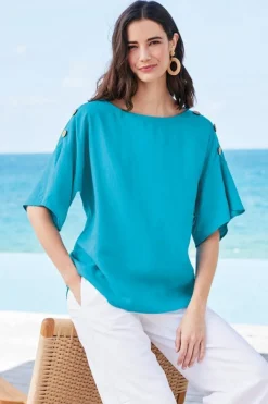 Soft Surroundings Andrea Linen Blend Pullover- Tops