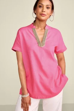 Soft Surroundings Annalise Linen Blend Tunic- Tops|Tunics & Leggings