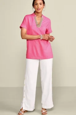 Soft Surroundings Annalise Linen Blend Tunic- Tops|Tunics & Leggings