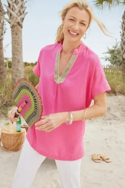 Soft Surroundings Annalise Linen Blend Tunic- Tops|Tunics & Leggings