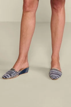 Soft Surroundings Arizona Stripe Wedge Slide- Shoes