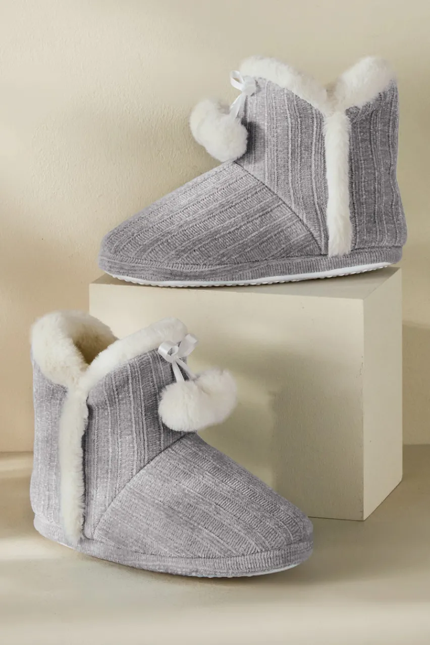 Soft Surroundings Ashlyn Cabled Bootie Slippers- Shoes