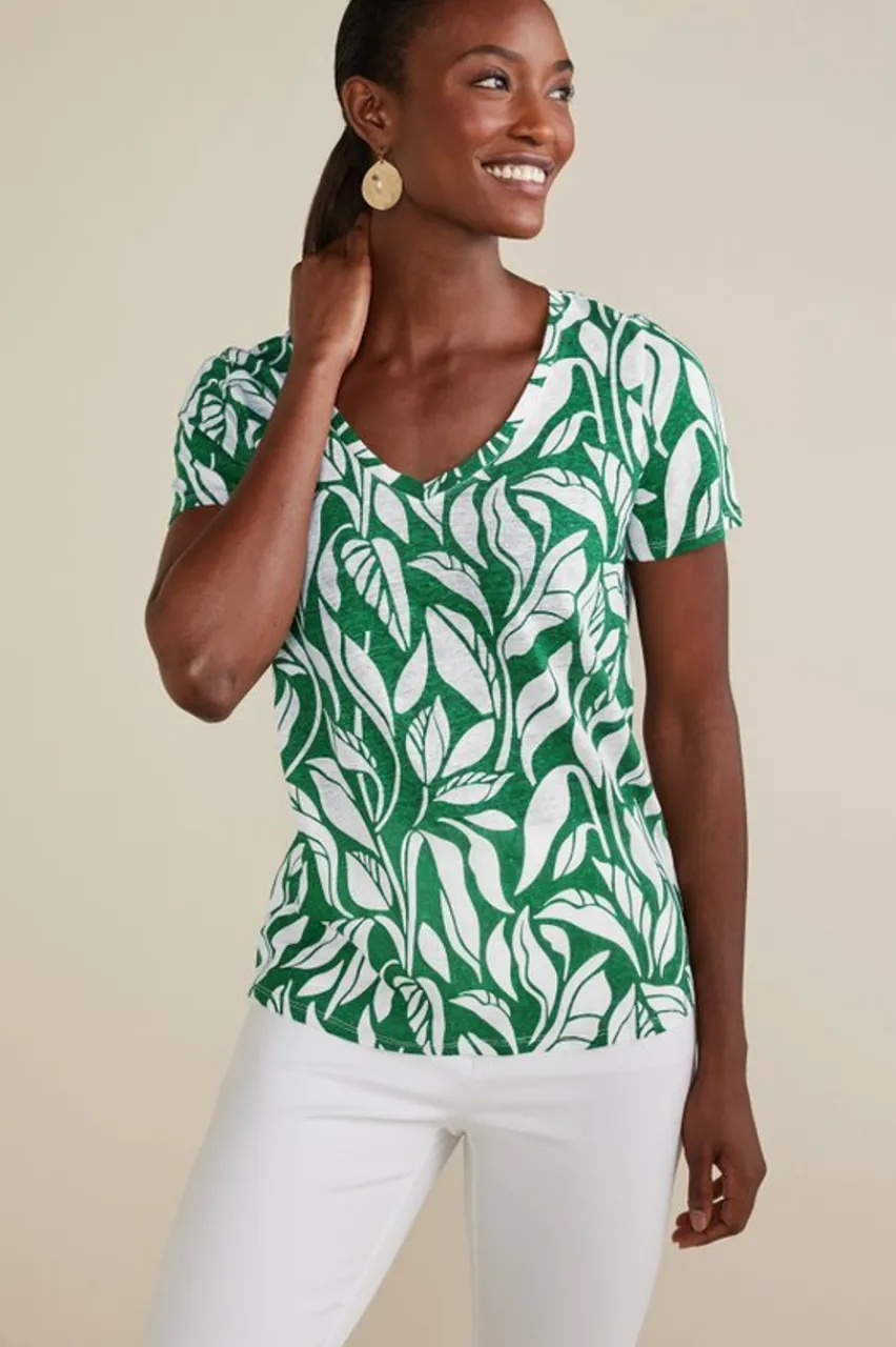 Soft Surroundings Aubrey Linen Slub Tee- Tops