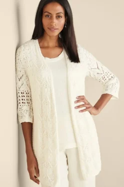 Soft Surroundings Calistoga Pointelle Cardigan- Tops|Sweaters & Cardigans