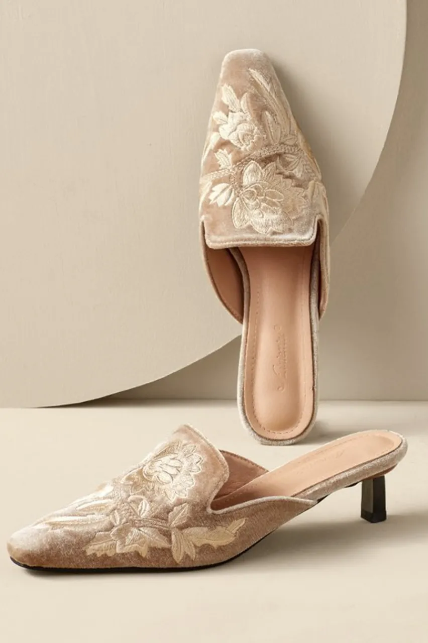 Soft Surroundings Carolina Embroidered Mule- Shoes
