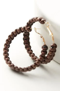 Soft Surroundings Charlotte Leather Hoop Earrings- Jewelry|Earrings