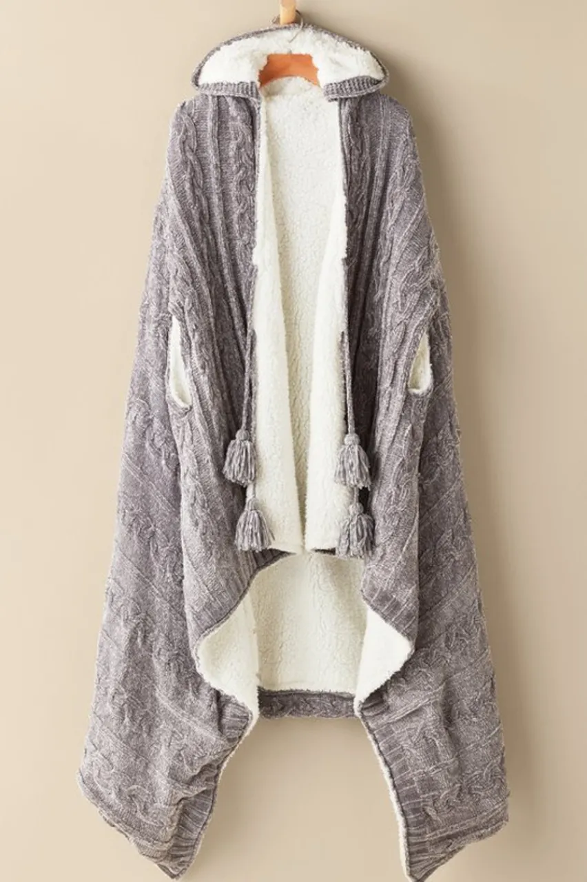 Soft Surroundings Chenille Sherpa Wearable Throw- Sleepwear & Lounge|Scarves & Wraps