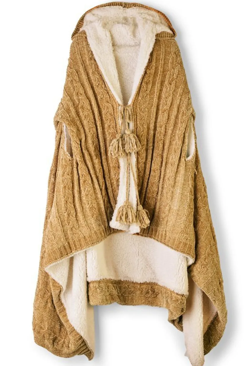 Soft Surroundings Chenille Sherpa Wearable Throw- Sleepwear & Lounge|Scarves & Wraps