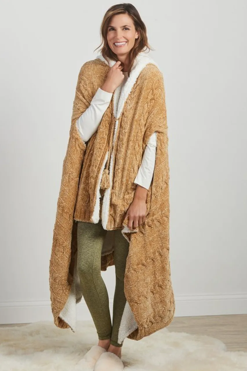 Soft Surroundings Chenille Sherpa Wearable Throw- Sleepwear & Lounge|Scarves & Wraps