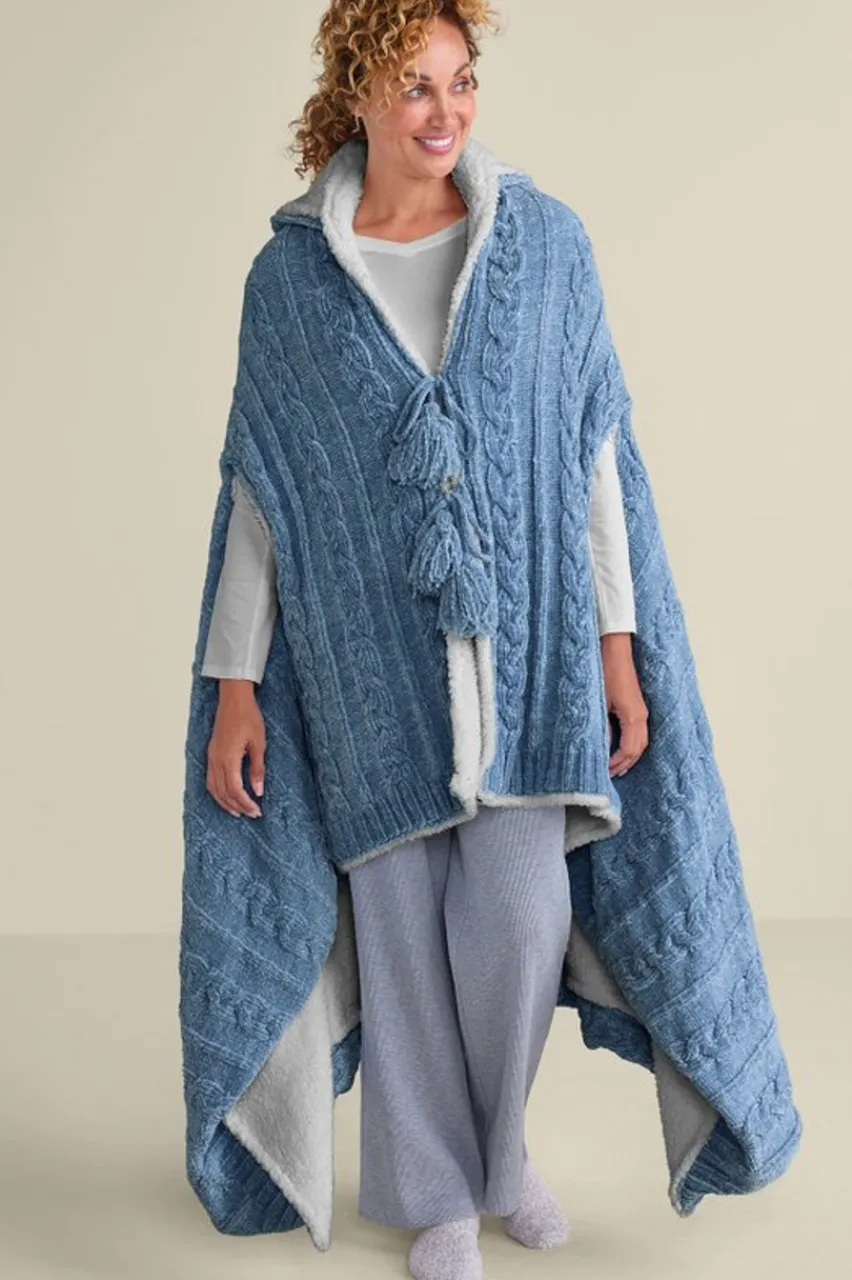 Soft Surroundings Chenille Sherpa Wearable Throw- Sleepwear & Lounge|Scarves & Wraps