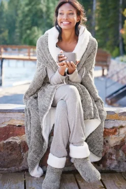 Soft Surroundings Chenille Sherpa Wearable Throw- Sleepwear & Lounge|Scarves & Wraps
