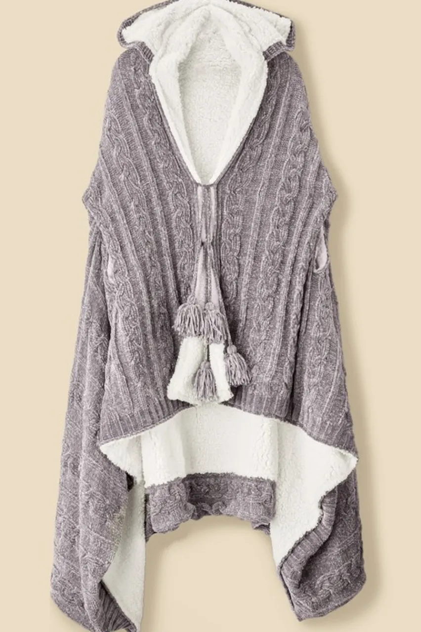 Soft Surroundings Chenille Sherpa Wearable Throw- Sleepwear & Lounge|Scarves & Wraps