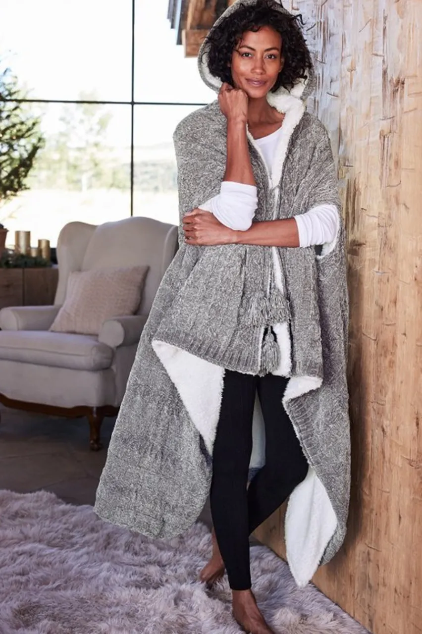 Soft Surroundings Chenille Sherpa Wearable Throw- Sleepwear & Lounge|Scarves & Wraps