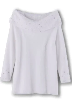 Soft Surroundings Christina Embellished Cowl Neck Sweater Tunic- Tops|Sweaters & Cardigans