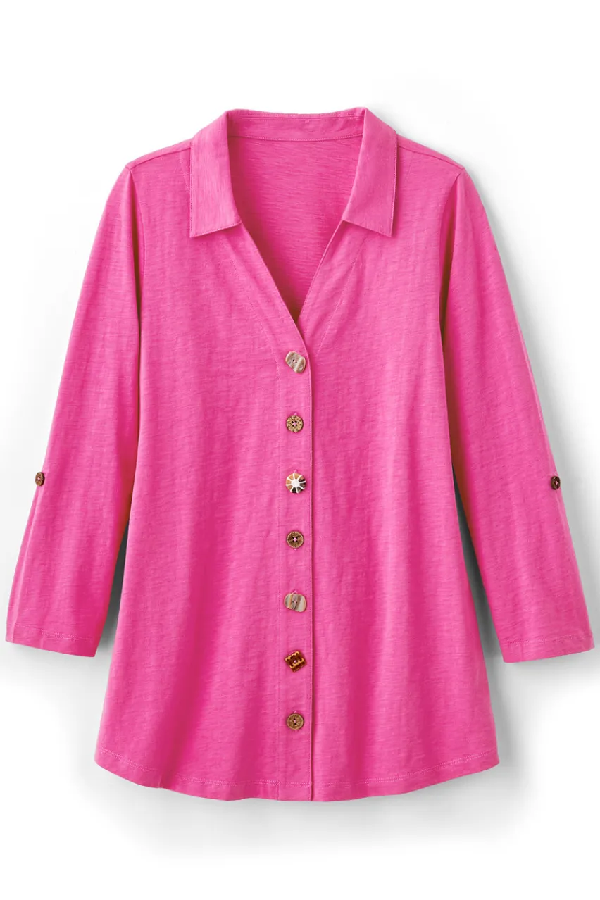 Soft Surroundings Danielle 3/4 Sleeve Tunic- Tops|Tunics & Leggings