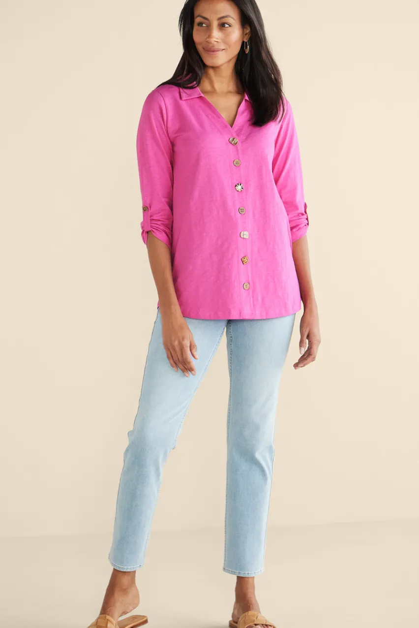 Soft Surroundings Danielle 3/4 Sleeve Tunic- Tops|Tunics & Leggings