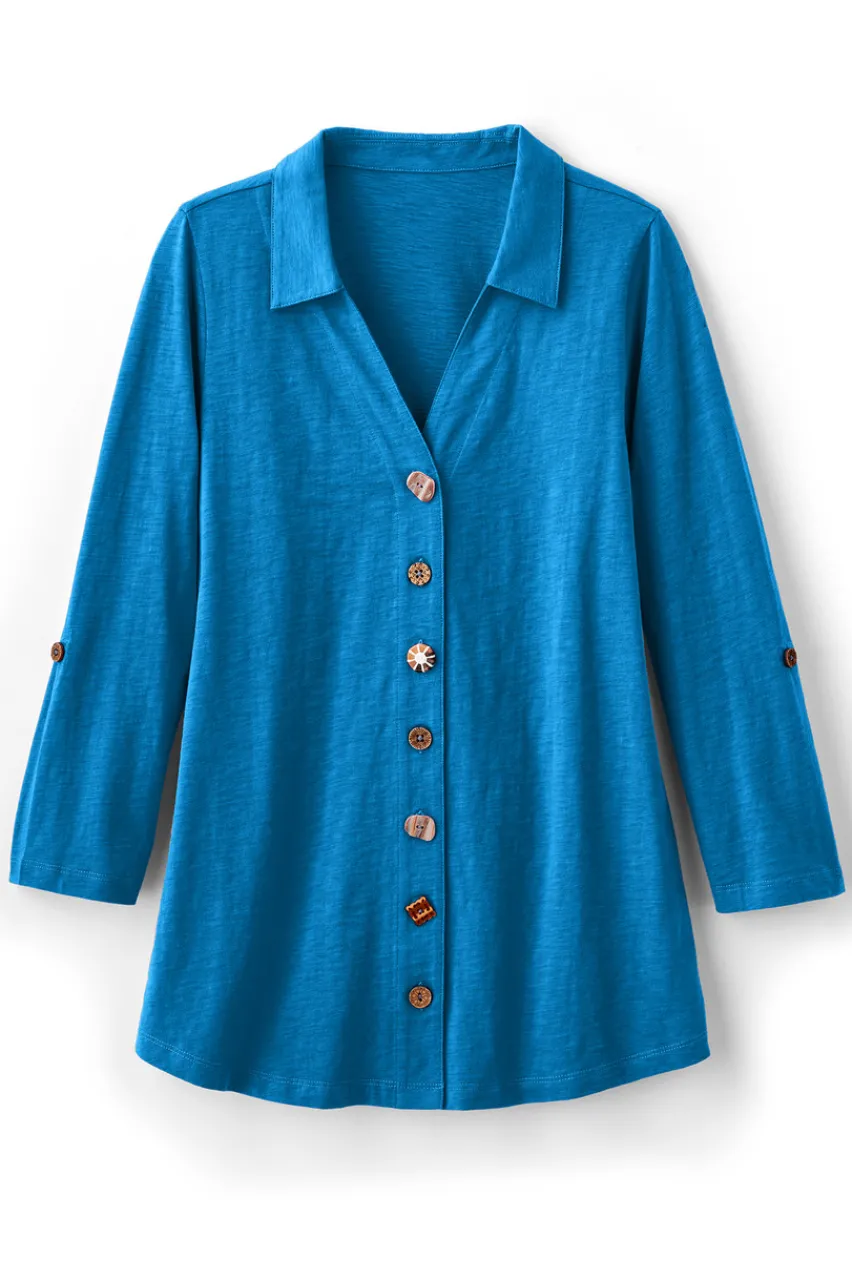 Soft Surroundings Danielle 3/4 Sleeve Tunic- Tops|Tunics & Leggings