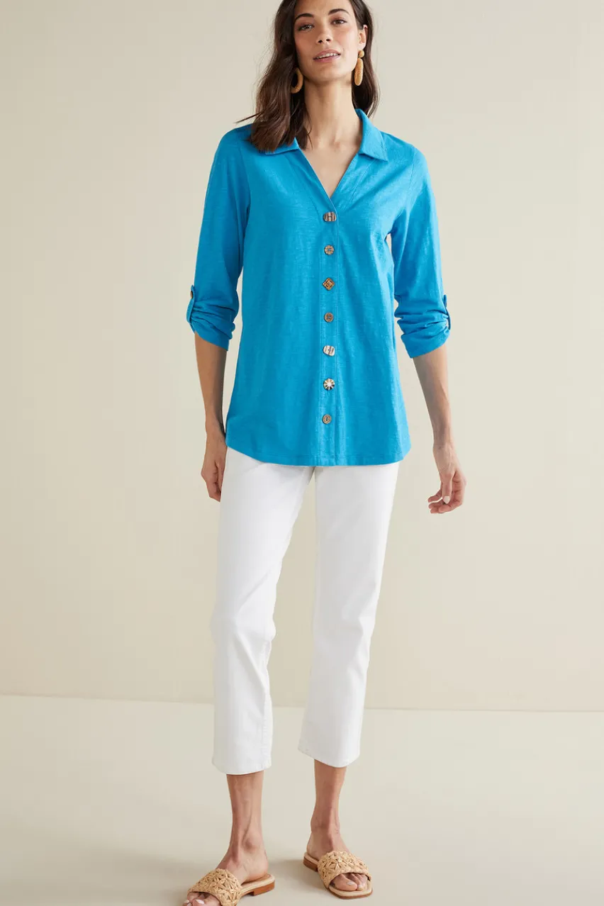 Soft Surroundings Danielle 3/4 Sleeve Tunic- Tops|Tunics & Leggings