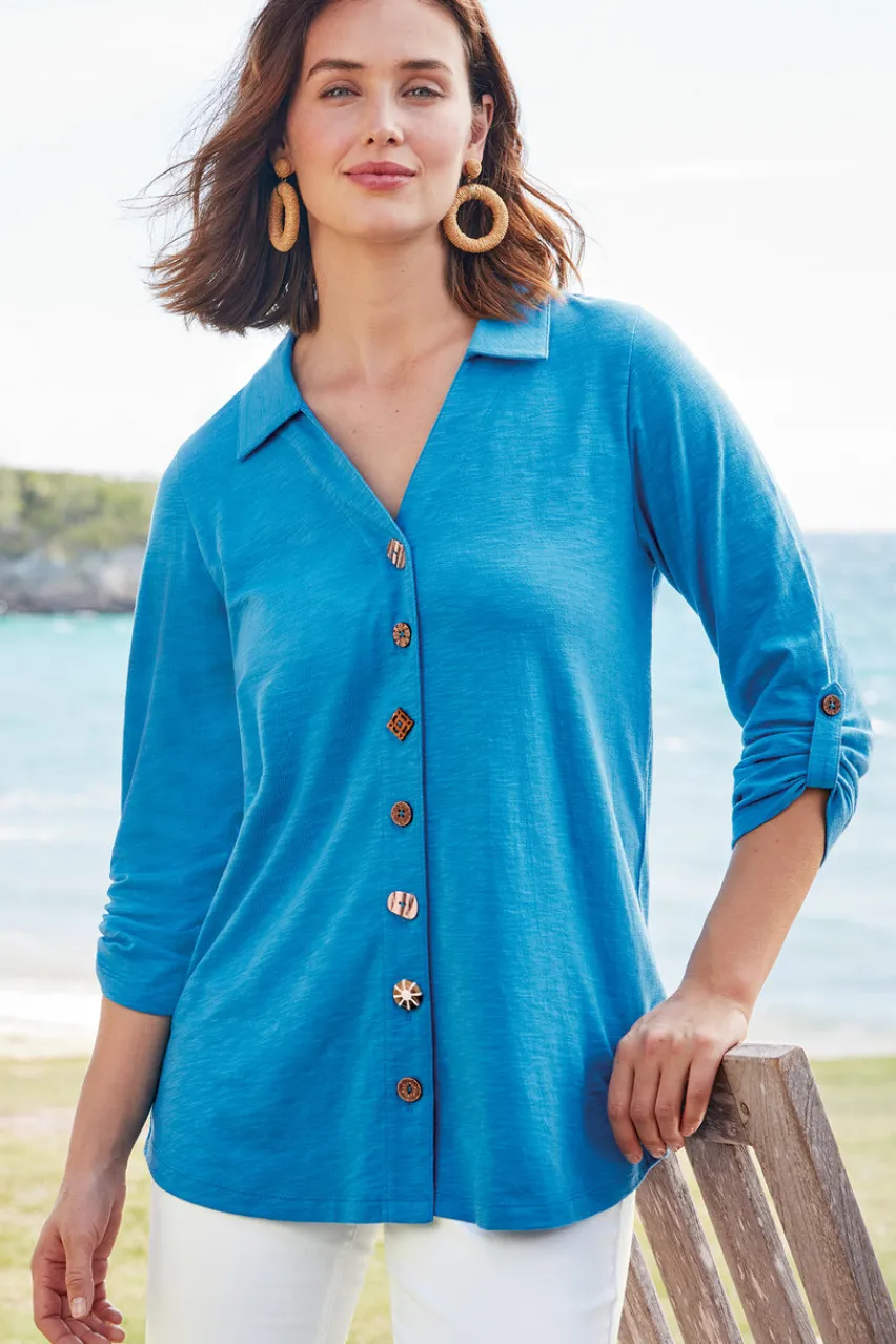 Soft Surroundings Danielle 3/4 Sleeve Tunic- Tops|Tunics & Leggings