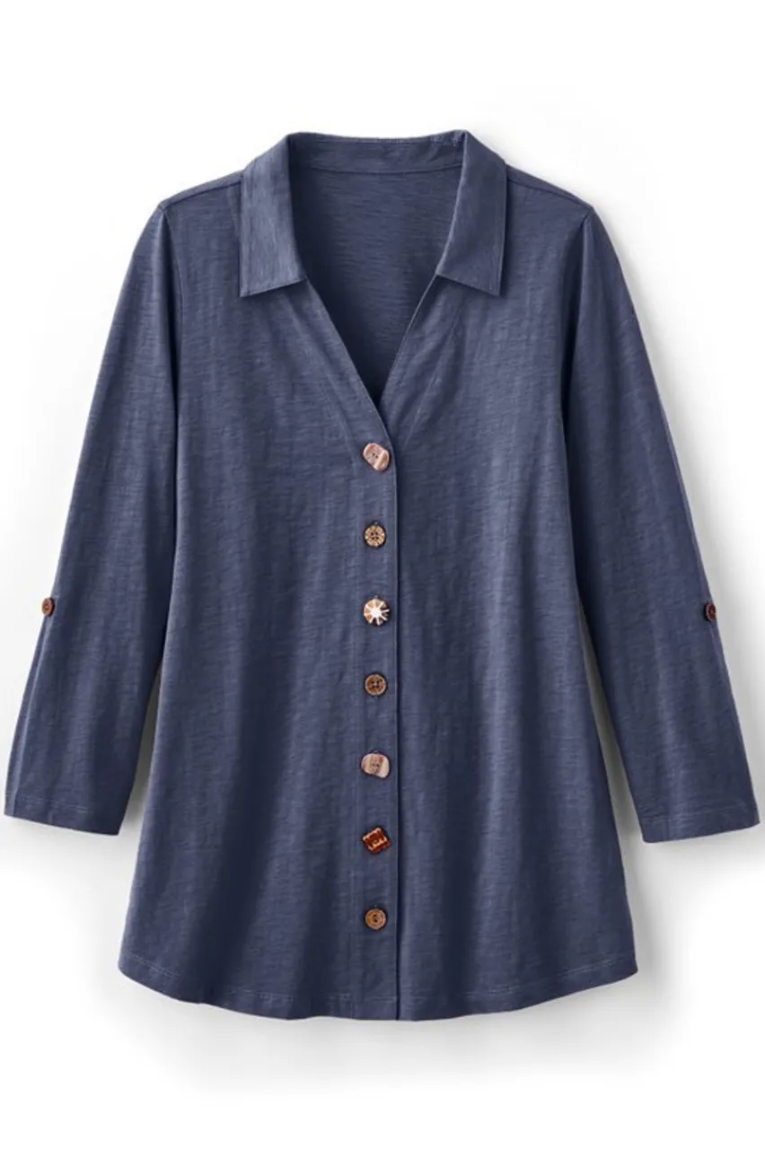 Soft Surroundings Danielle 3/4 Sleeve Tunic- Tops|Tunics & Leggings