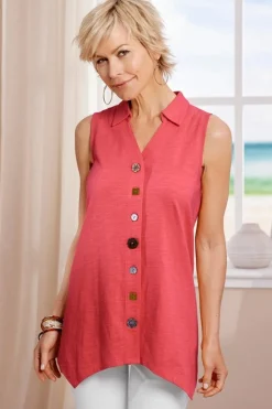 Soft Surroundings Danielle Button Tank- Tops