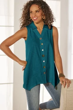 Soft Surroundings Danielle Button Tank- Tops