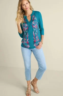Soft Surroundings Delsie Embroidered Top- Tops