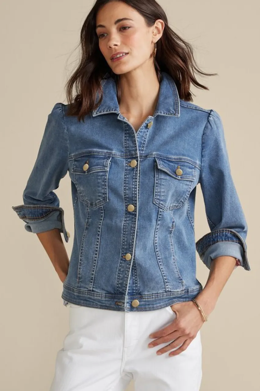 Soft Surroundings Diana Shapely Denim Jacket- Toppers|Jackets & Coats