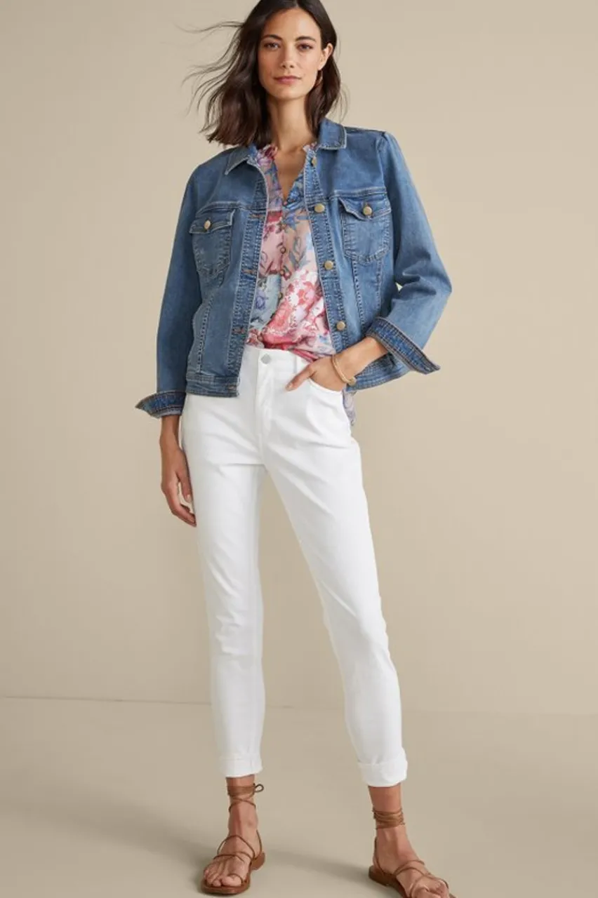 Soft Surroundings Diana Shapely Denim Jacket- Toppers|Jackets & Coats