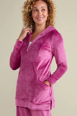 Soft Surroundings Dixie Velour Zip Hoodie Tunic- Tops